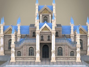 fantasy low poly church building Model 3D
