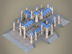 fantasy low poly church building Model 3D