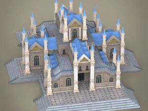 fantasy low poly church building 3D Model