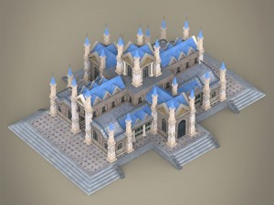 fantasy low poly church building Model 3D