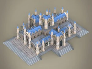 fantasy low poly church building 3D Model