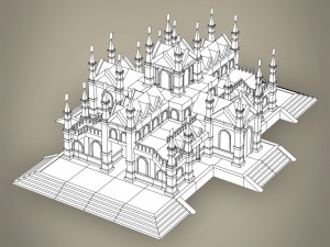 fantasy low poly church building Model 3D