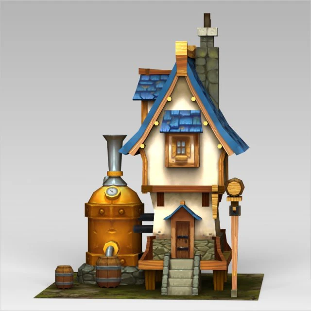 Spielbereites Fantasy-Kleinhaus 3D Modell .c4d .max .obj .3ds .fbx .stl .blend