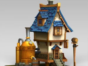 Spielbereites Fantasy-Kleinhaus 3D Modell