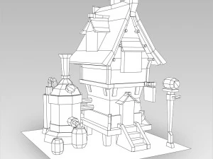 Spielbereites Fantasy-Kleinhaus 3D Modell