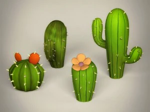 game ready cartoon cactus 3D Model