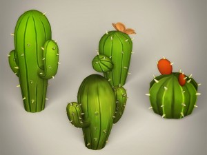 game ready cartoon cactus Model 3D