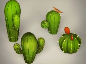 game ready cartoon cactus 3D Model