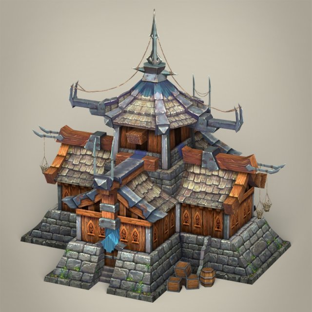 game ready fantasy medieval house 3D Model .c4d .max .obj .3ds .fbx .stl .blend 