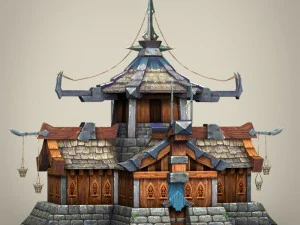 game ready fantasy medieval house 3D Model