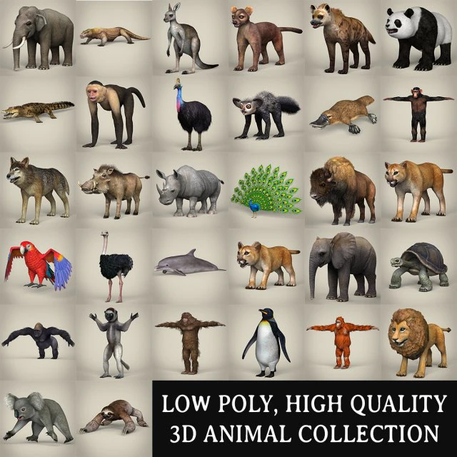 game ready wild animal collection 3D Model .c4d .max .obj .3ds .fbx .stl .blend 