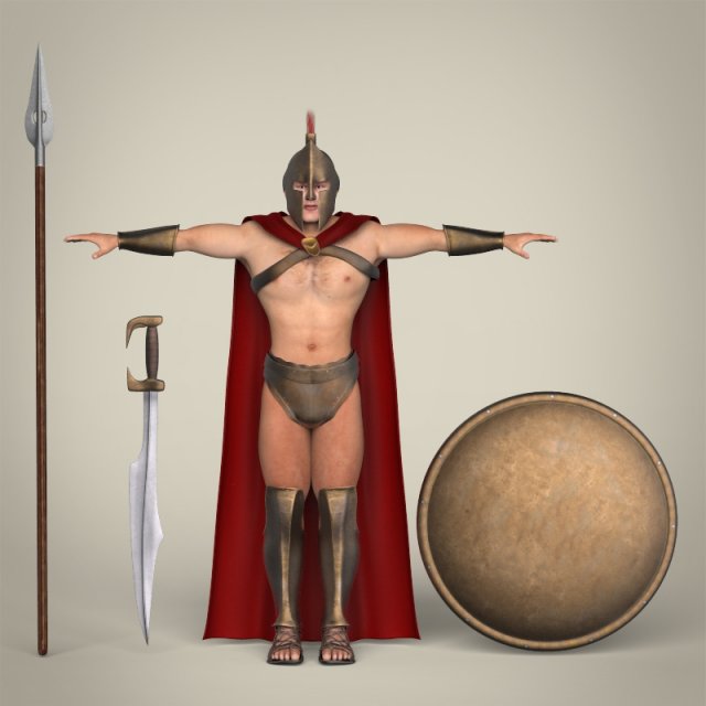 realistic spartan warrior Modelo 3D .c4d .max .obj .3ds .fbx .stl .blend 