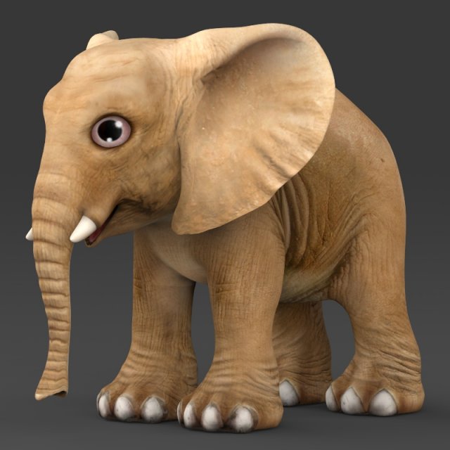 game ready baby elephant Modelo 3D .c4d .max .obj .3ds .fbx .stl .blend 