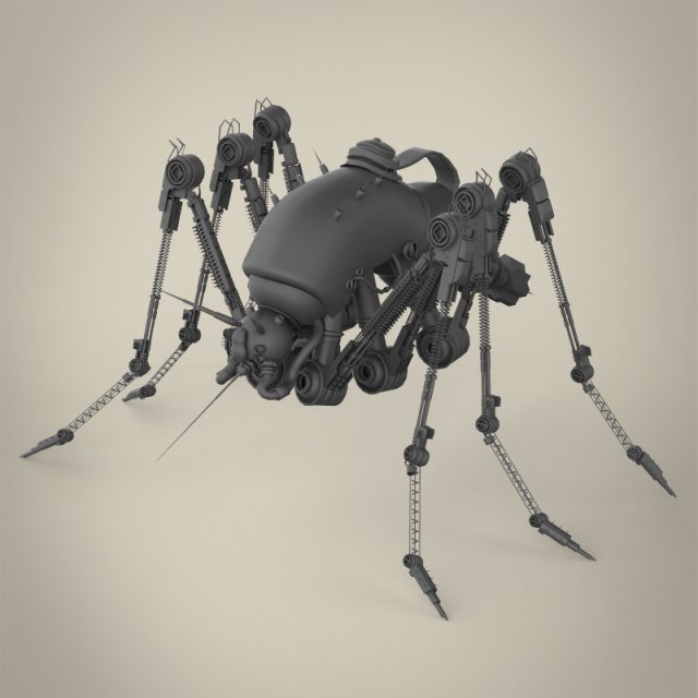 robotic spider 3D Model .c4d .max .obj .3ds .fbx .stl .blend 