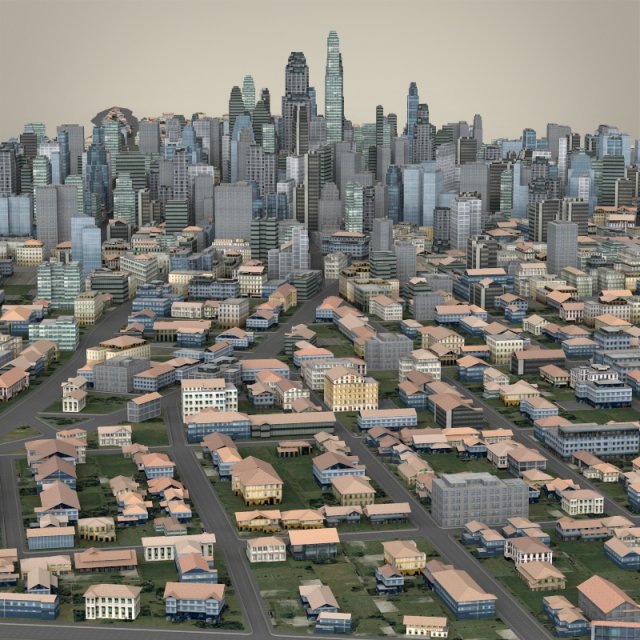 metropolitan cityscape 3D Model .c4d .max .obj .3ds .fbx .stl .blend 