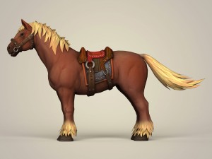 muscular horse with saddle 3D Model