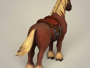 muscular horse with saddle 3D Model