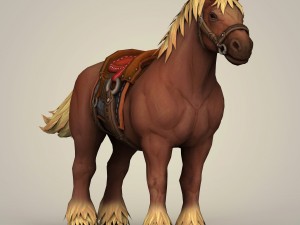 muscular horse with saddle 3D Model