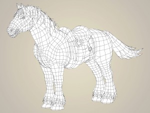 muscular horse with saddle 3D Model