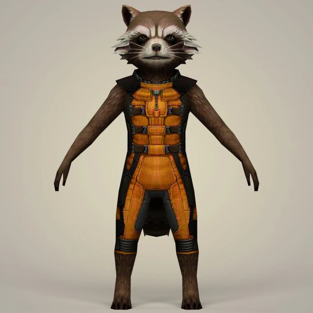 rocket raccoon fantasy character 3D Model .c4d .max .obj .3ds .fbx .stl .blend