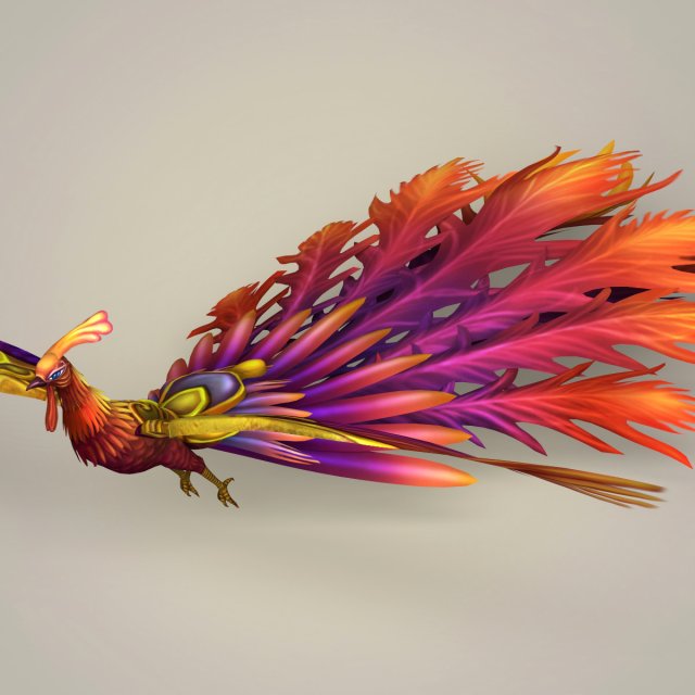 game ready fantasy phoenix 3D Model .c4d .max .obj .3ds .fbx .stl .blend 