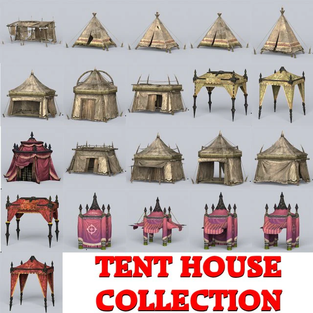 game ready tent house collection 3D Model .c4d .max .obj .3ds .fbx .stl .blend