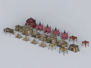 game ready tent house collection 3D Model