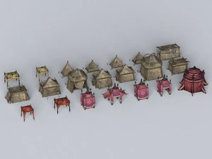 game ready tent house collection 3D Model