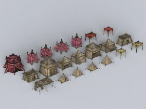 game ready tent house collection 3D Model