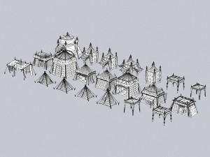 game ready tent house collection 3D 模型