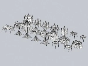 game ready tent house collection 3D Model