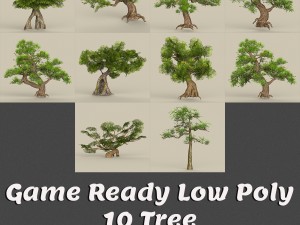 low poly 10 tree collection 3D Model