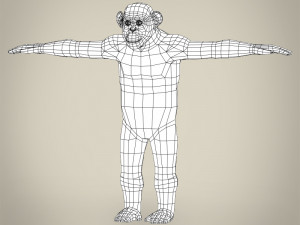 low poly realistic chimpanzee Modelo 3D