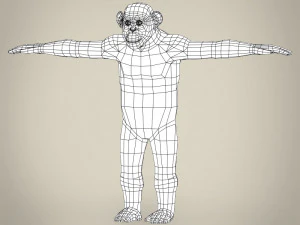 low poly realistic chimpanzee 3D Model