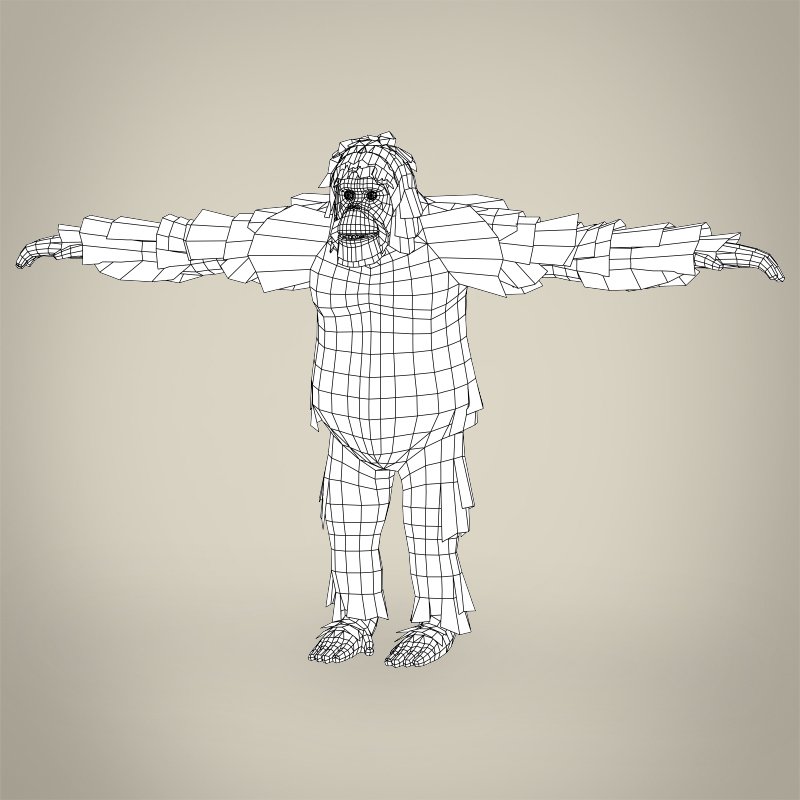 3D model Male Orangutan T-pose Fur