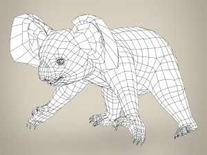 low poly koala Modello 3D
