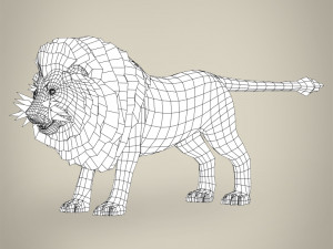 low poly lion Model 3D