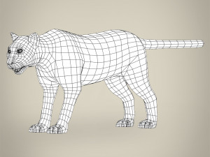 low poly mountain lion 3D मॉडल