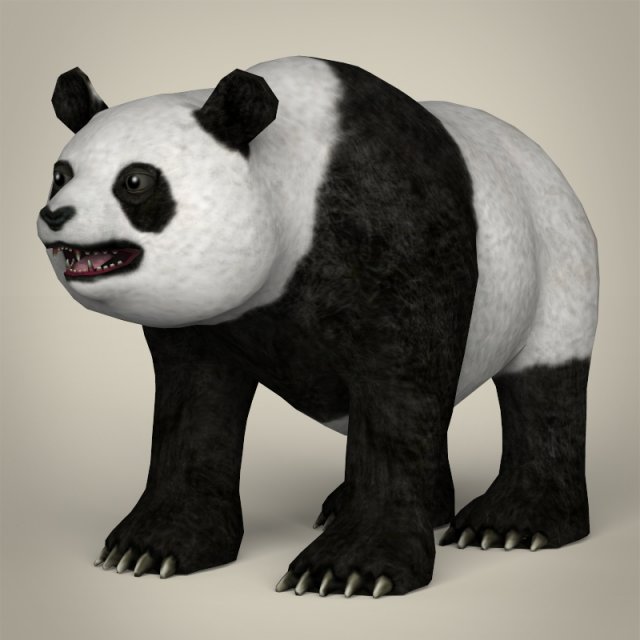 low poly giant panda Model 3D .c4d .max .obj .3ds .fbx .stl .blend 