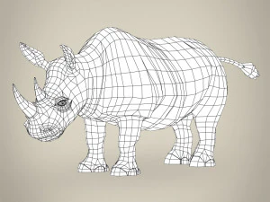 low poly rhinoceros 3D Model