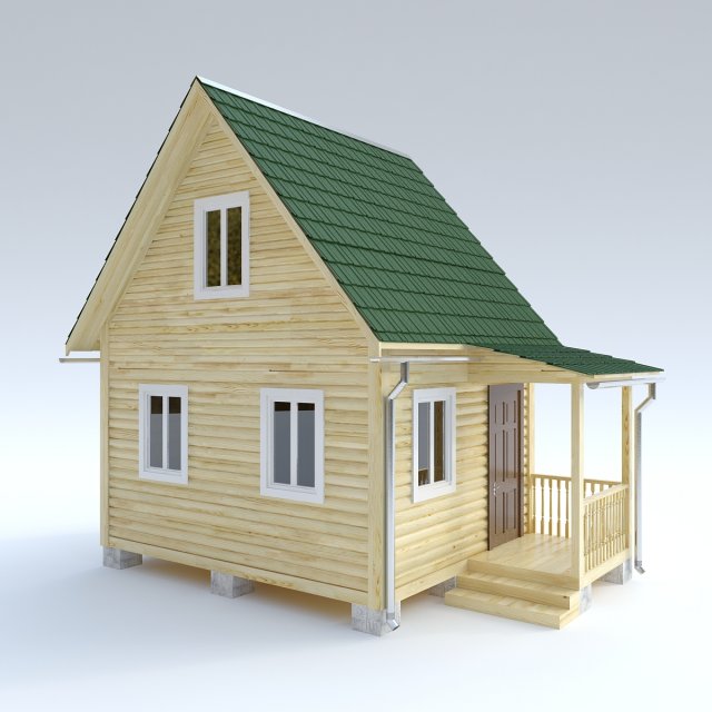 wooden house 7 3D Model .c4d .max .obj .3ds .fbx .stl .blend 