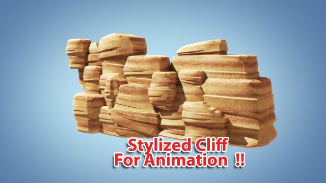 stylized cliff Model 3D .c4d .max .obj .3ds .fbx .stl .blend