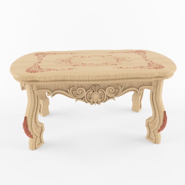 antique coffee table 3D Model .c4d .max .obj .3ds .fbx .stl .blend 