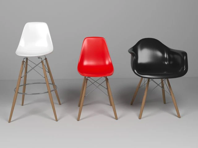 eames chairs set 3D Model .c4d .max .obj .3ds .fbx .stl .blend