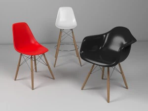 eames chairs set 3D Model