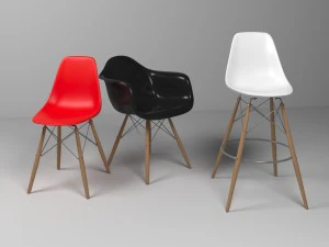 eames chairs set 3D Model