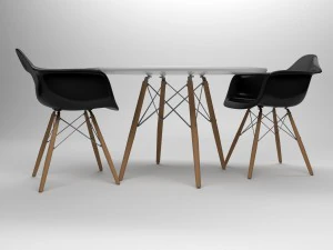 eames table and chairs set 3D Model