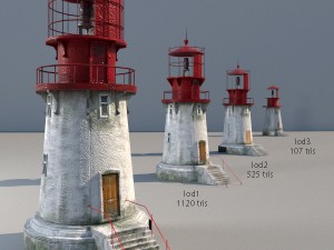 lighthouse low-poly with lods and pbr textures Modello 3D