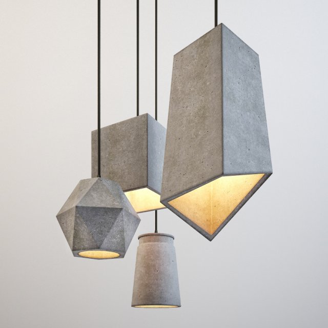 modern cement lights 3D 模型 .c4d .max .obj .3ds .fbx .stl .blend 