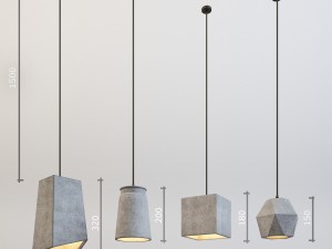 modern cement lights 3D 模型